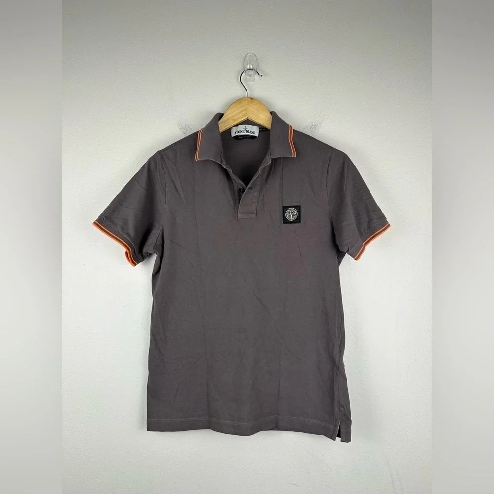 Stone Island Slim Fit Contrast Tipped Stretch Cotton Piqué Polo Shirt Men’s Sz M - Picture 4 of 14